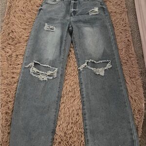 SHEIN Light Gray Distressed Jeans